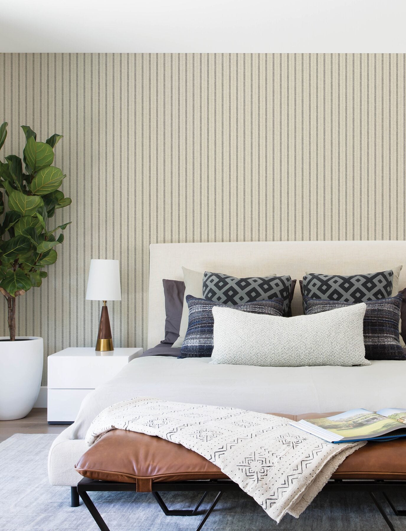 harville-black-double-stripe-wallpaper-york-wallcoverings-4199-83429 - York Wallcoverings Wallpaper