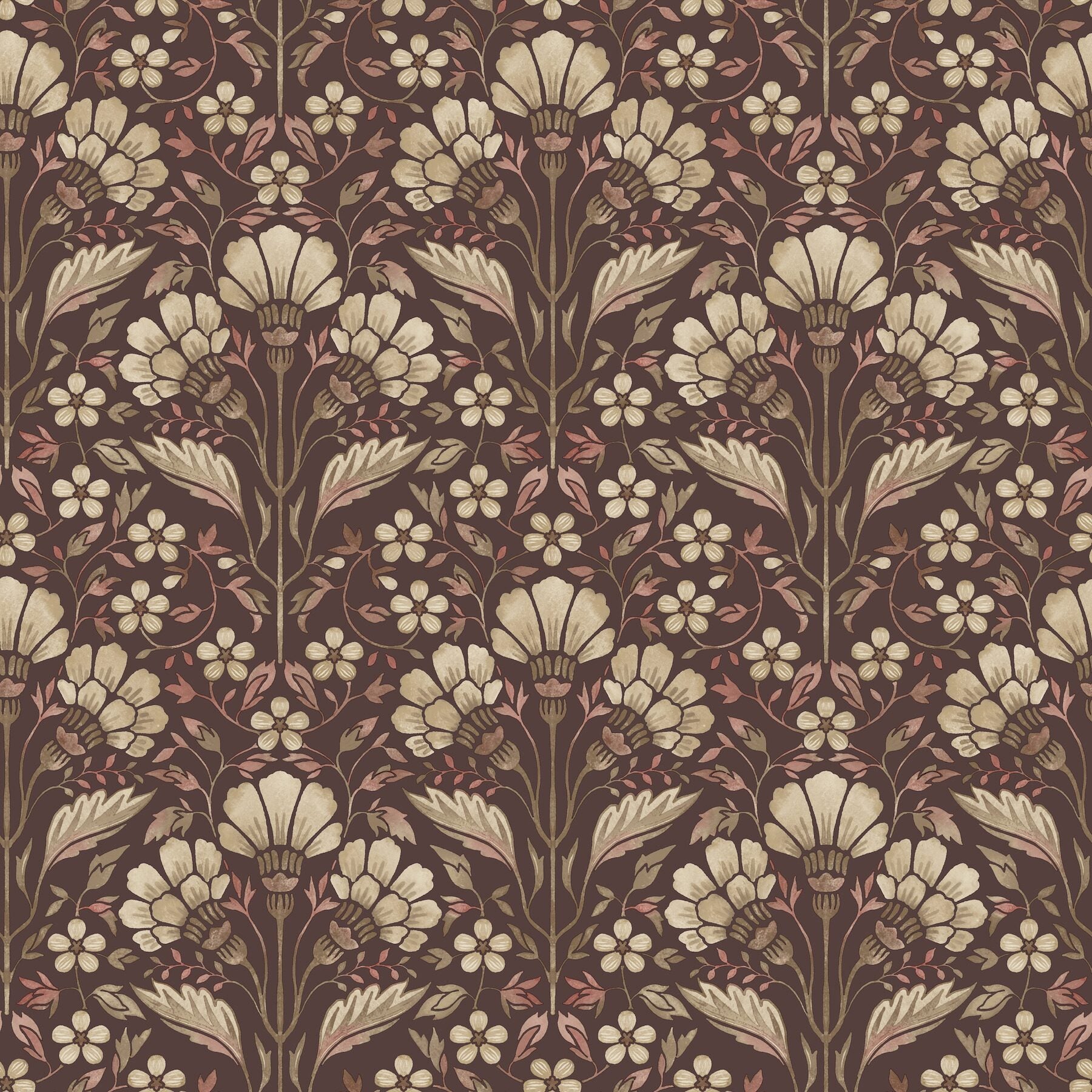 edith-burgundy-floral-damask-wallpaper-york-wallcoverings-4199-83700 - York Wallcoverings Wallpaper