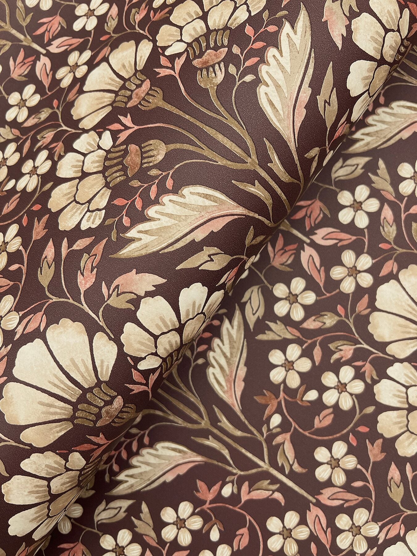 edith-burgundy-floral-damask-wallpaper-york-wallcoverings-4199-83700 - York Wallcoverings Wallpaper