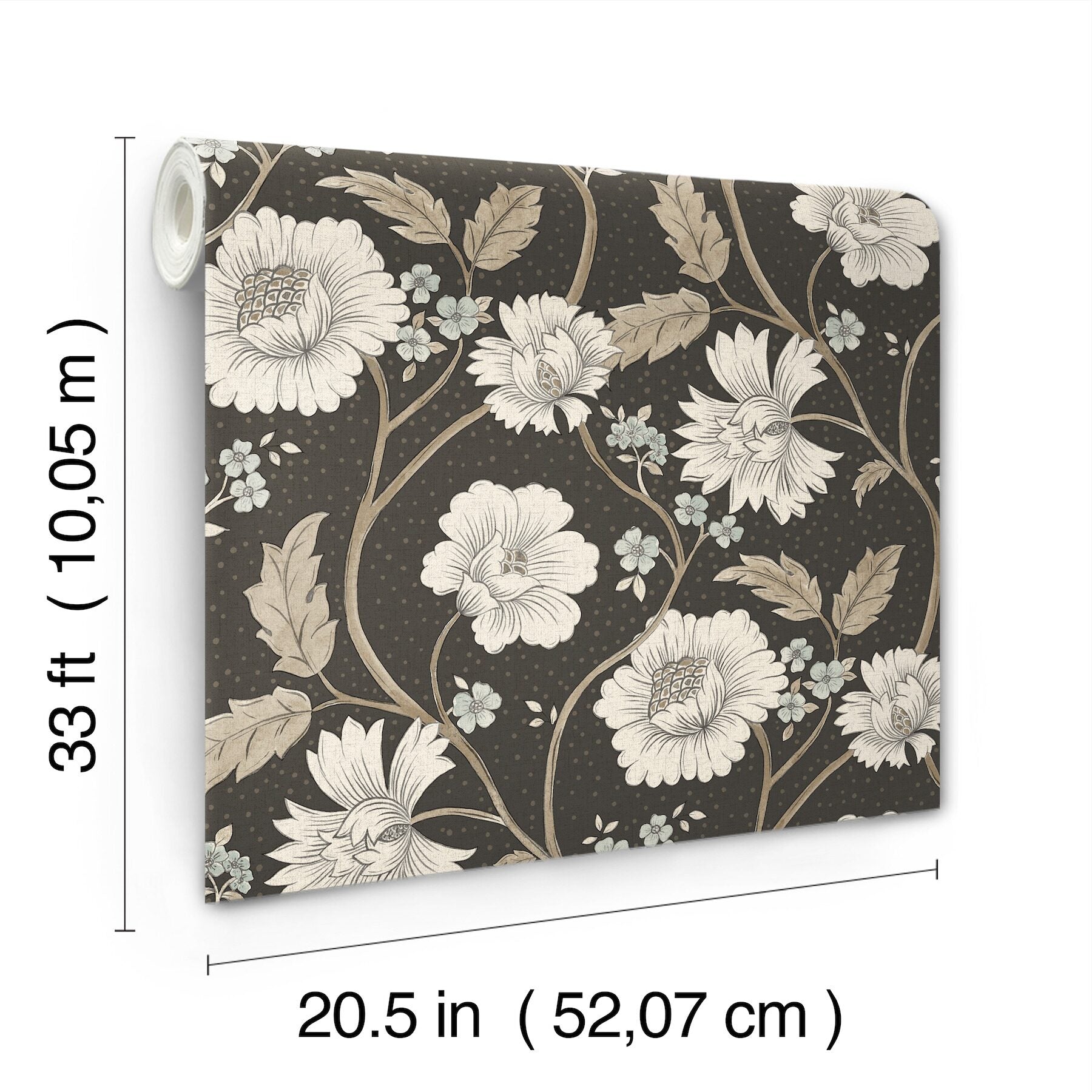 hazel-black-floral-trail-wallpaper-york-wallcoverings-4199-83707 - York Wallcoverings Wallpaper