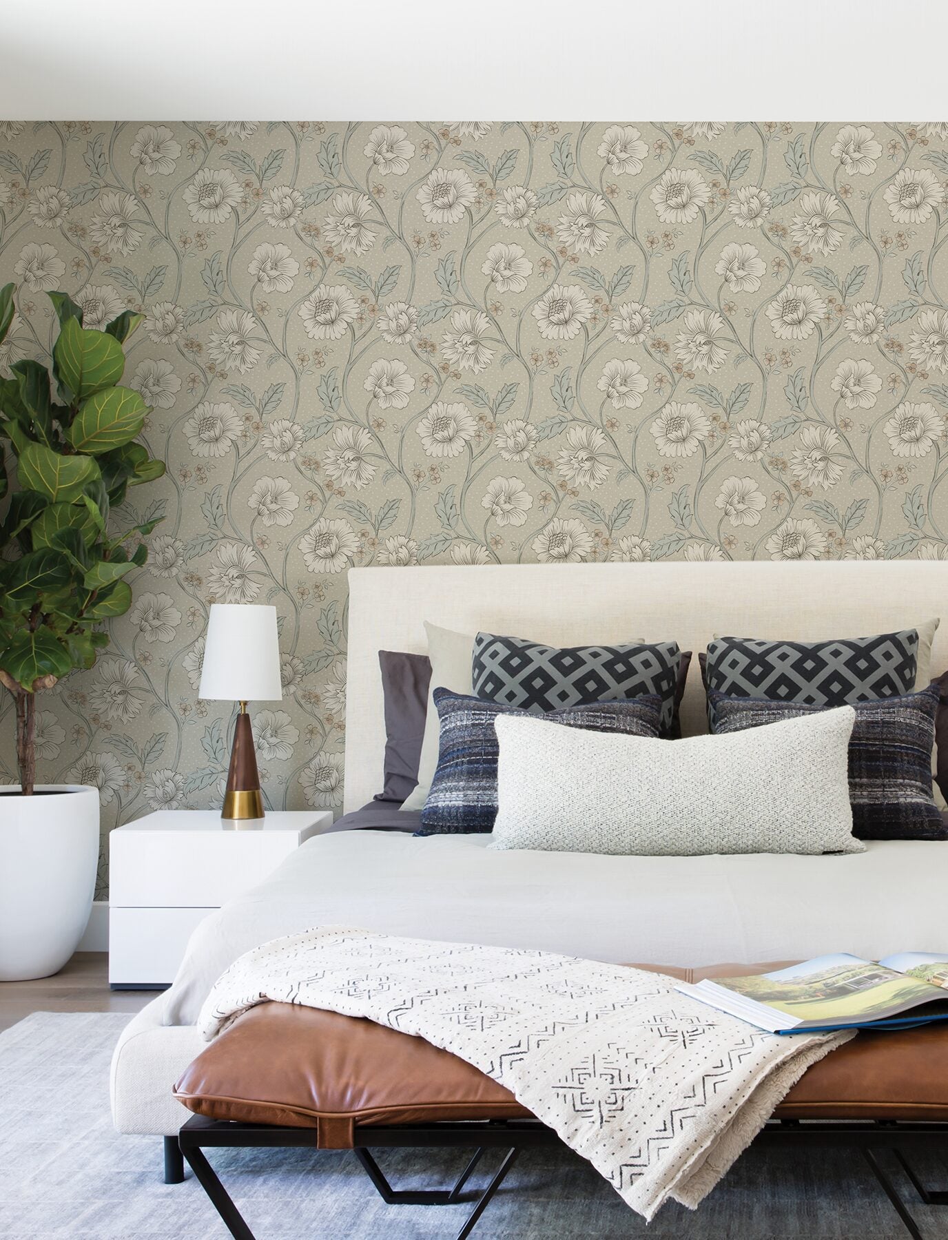 hazel-taupe-floral-trail-wallpaper-york-wallcoverings-4199-83709 - York Wallcoverings Wallpaper