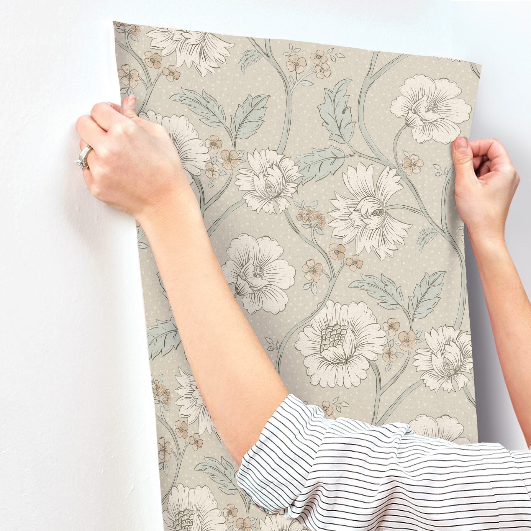 hazel-taupe-floral-trail-wallpaper-york-wallcoverings-4199-83709 - York Wallcoverings Wallpaper