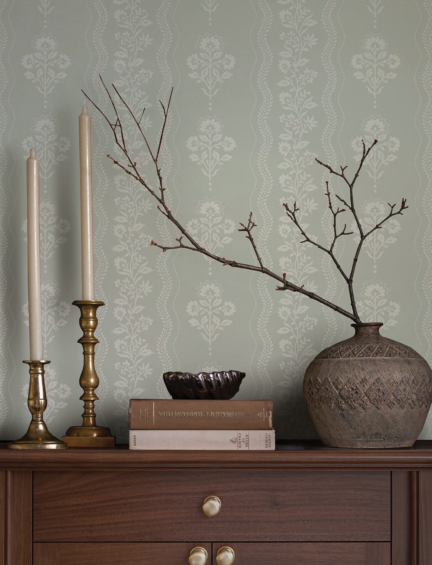 lenea-aqua-floral-stripe-wallpaper-york-wallcoverings-4199-83722 - York Wallcoverings Wallpaper