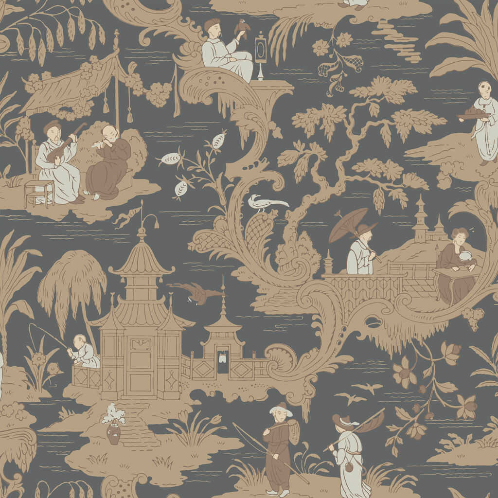 Chinese Toile - Charcoal