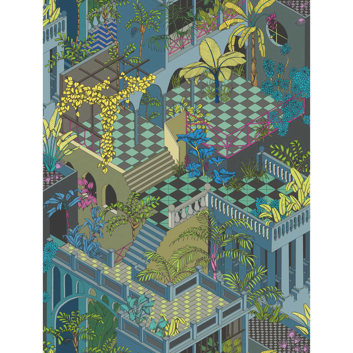 Miami - Navy And Pink - COLE & SON Wallpaper