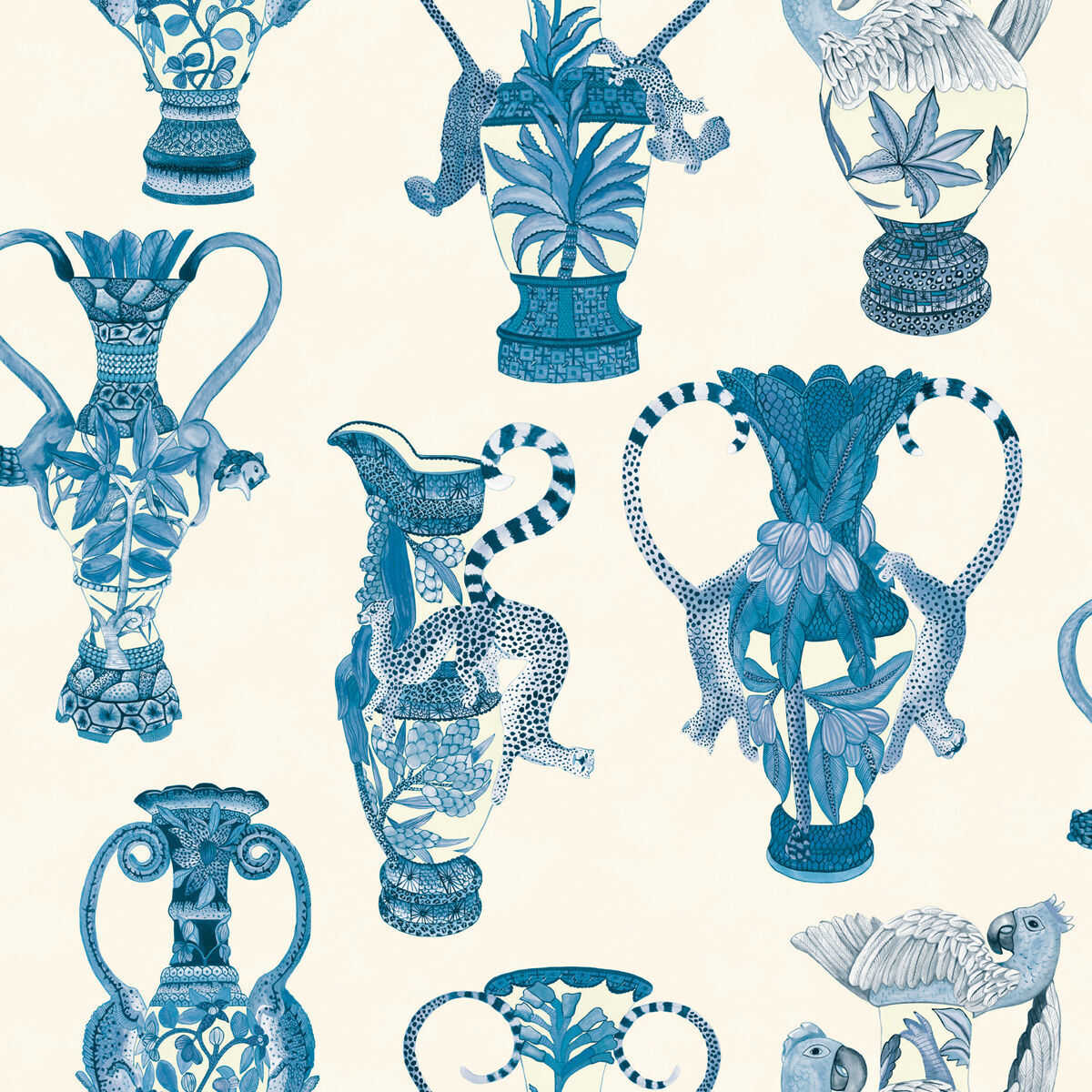 Khulu Vases - Blue & White - COLE & SON Wallpaper