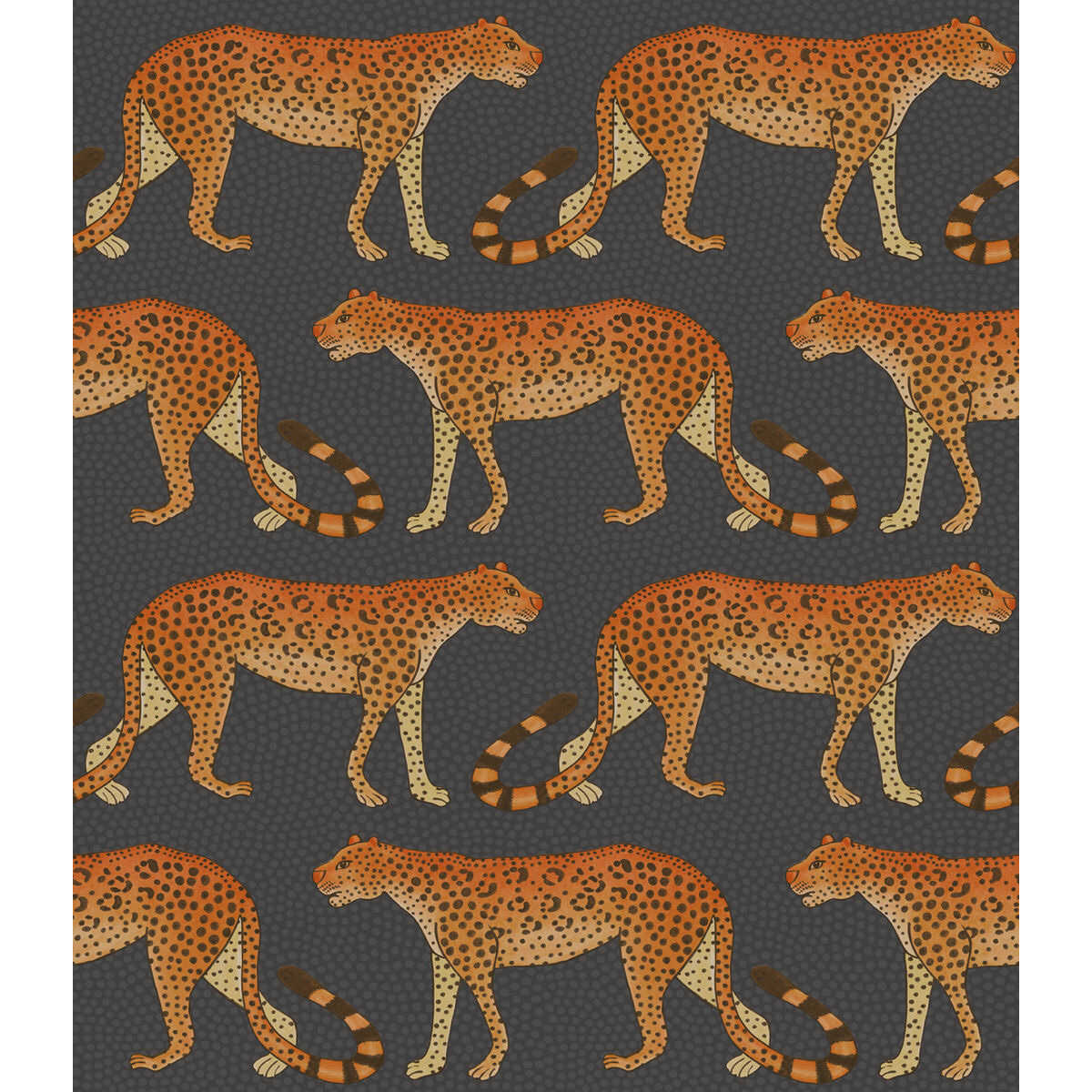 Leopard Walk - Charcoal & Orange - COLE & SON Wallpaper