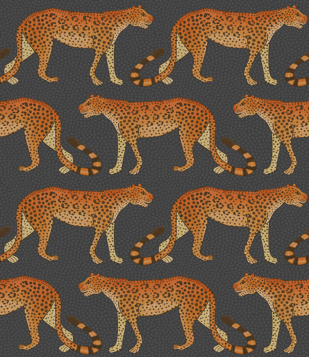 Leopard Walk - Charcoal & Orange - COLE & SON Wallpaper