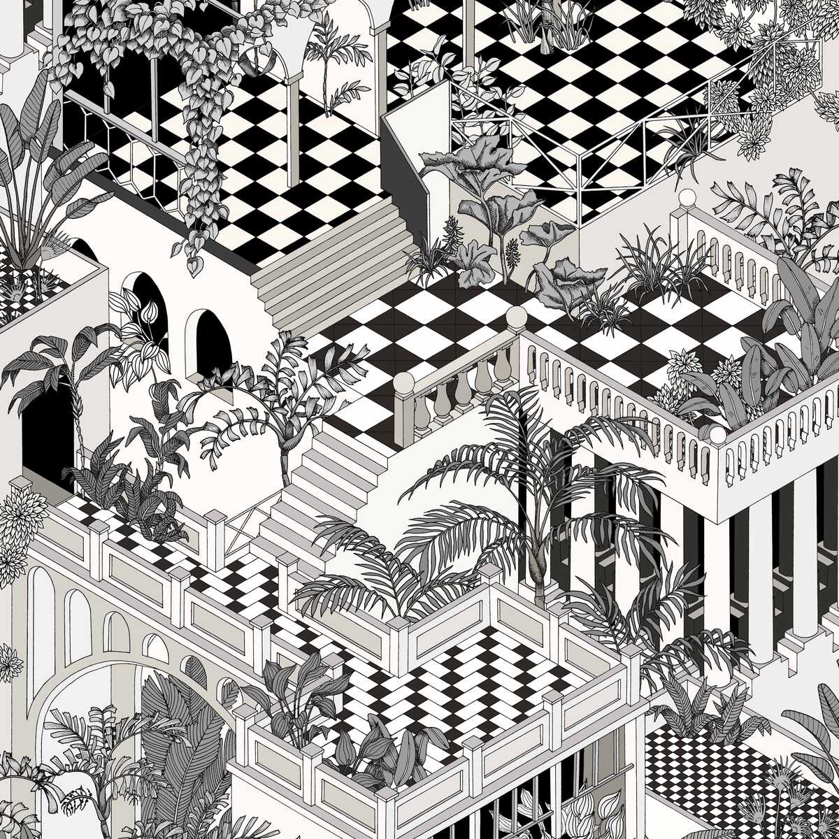 Miami - Black/White - Cole & Son Wallpaper
