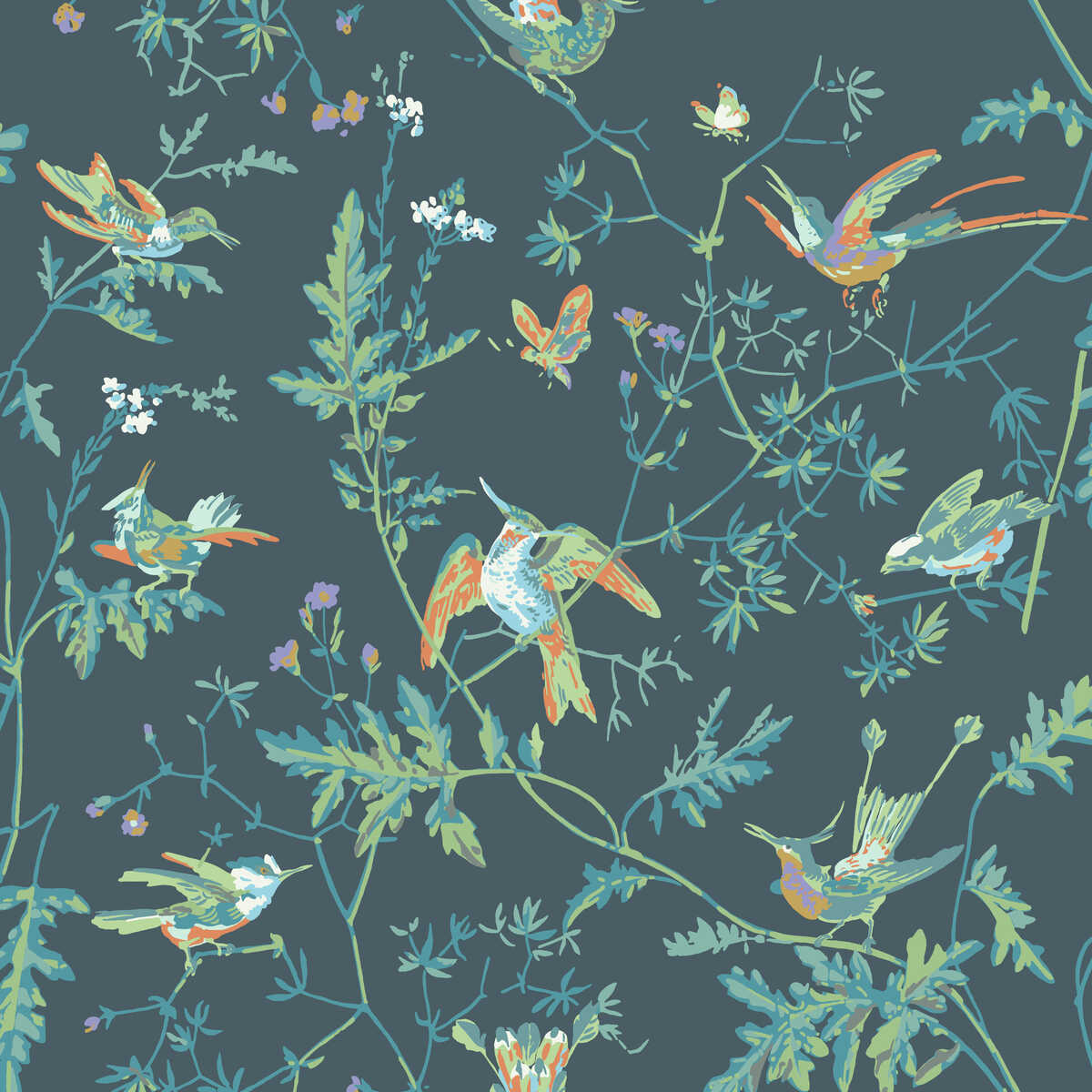 Hummingbirds - Viridian - COLE & SON Wallpaper