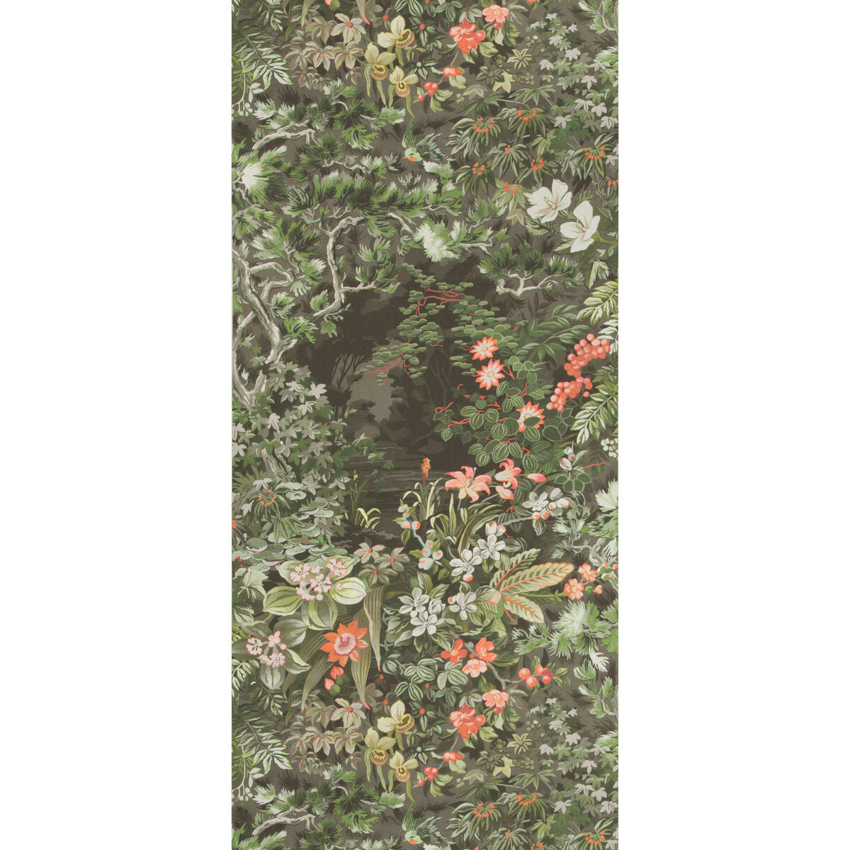 Woodland - Coral/Olive/Char - Cole & Son Wallpaper