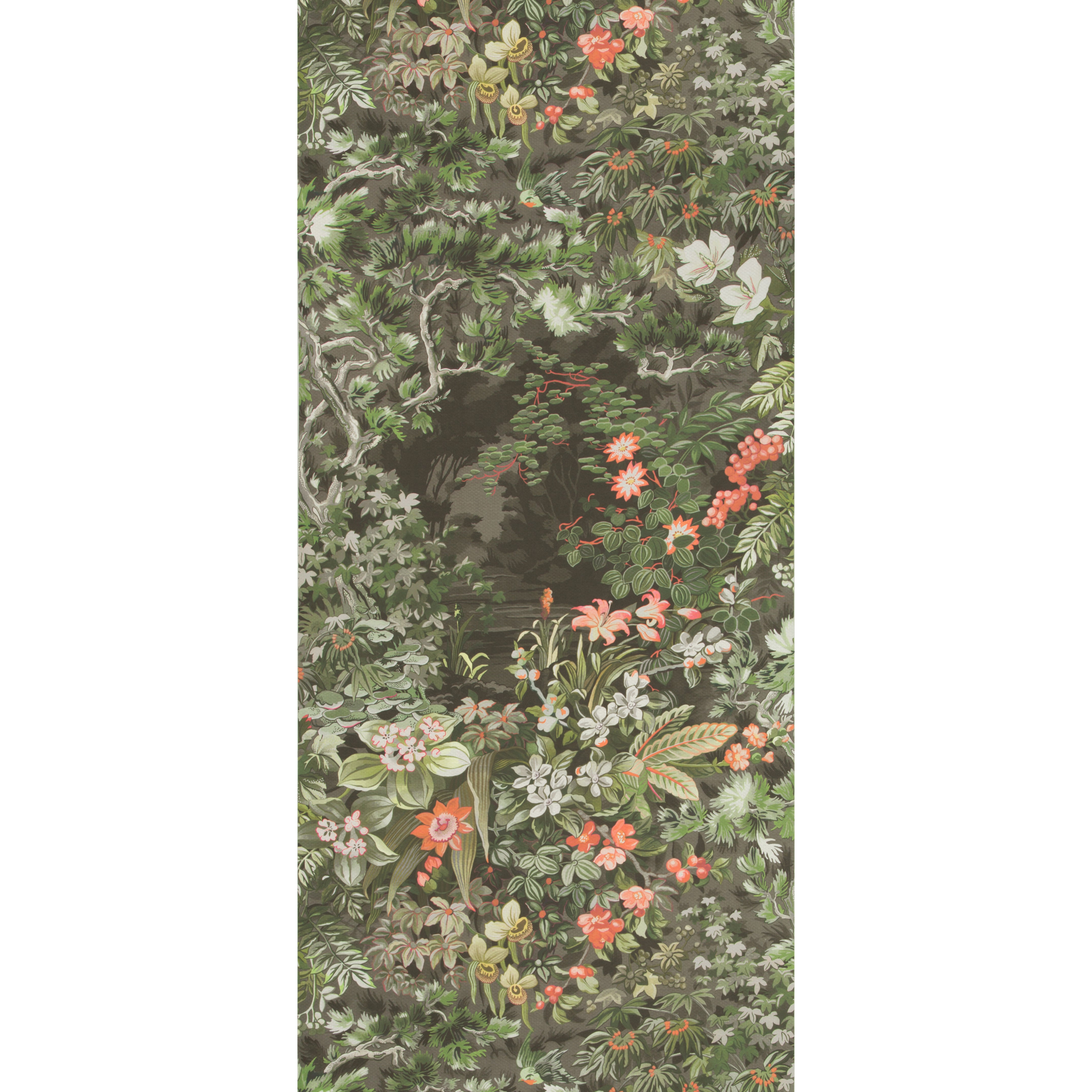 Woodland - Coral/Olive/Char - Cole & Son Wallpaper