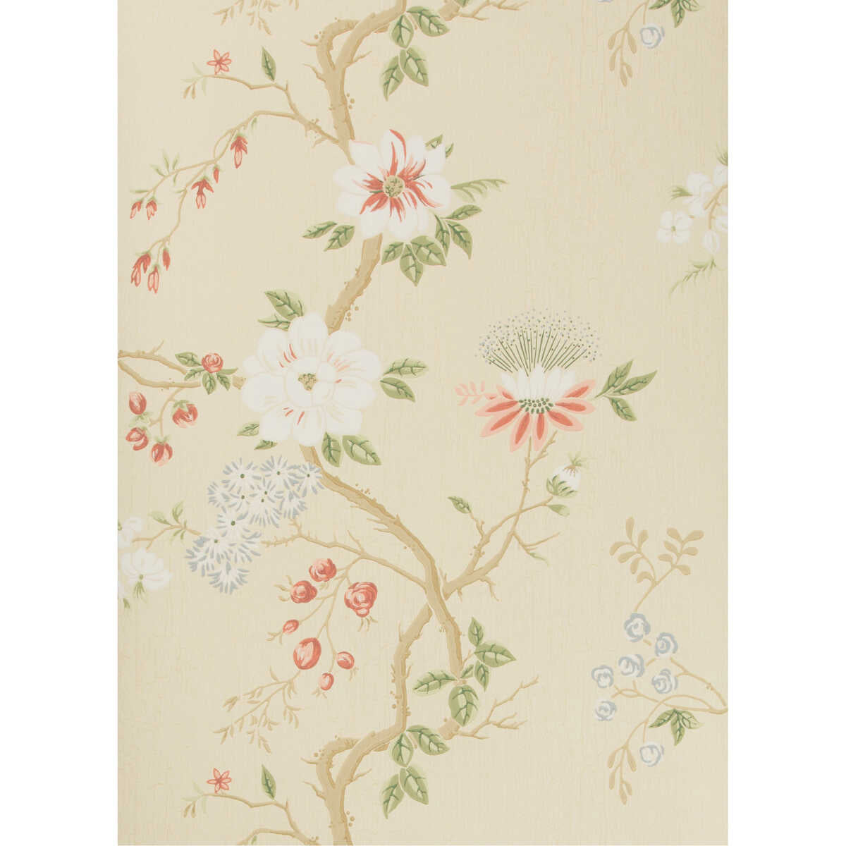 Camellia - Coral/Sage/Butterc - Cole & Son Wallpaper
