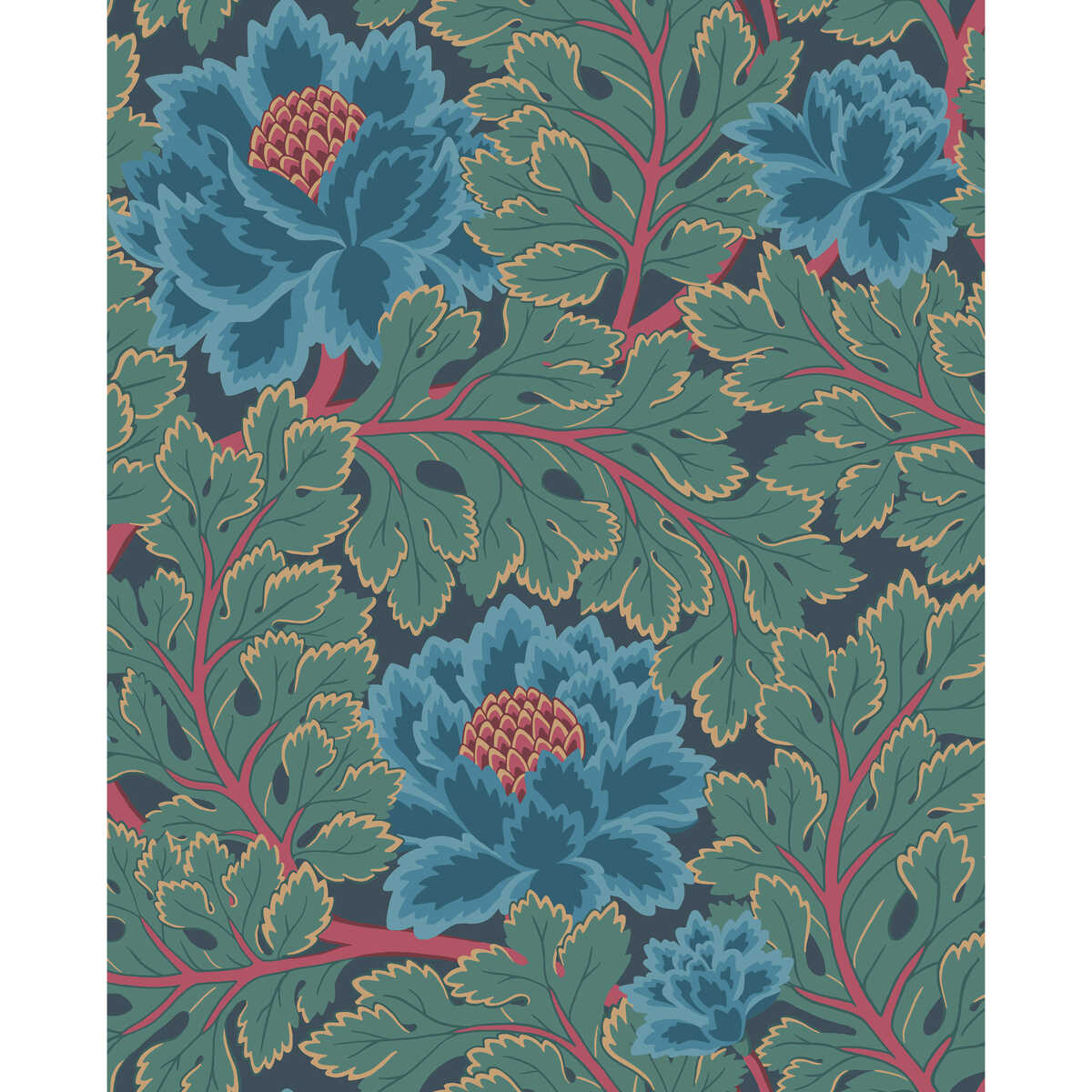 Aurora Wp - Petrol/Teal/Ink - Cole & Son Wallpaper