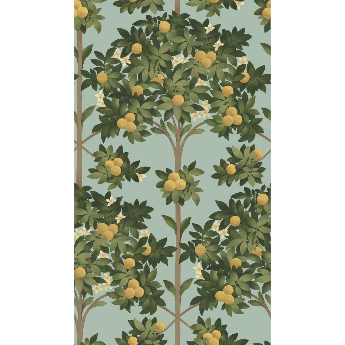 Orange Blossom - Lemon/Dk Olive Grn/Duck Egg - COLE & SON Wallpaper