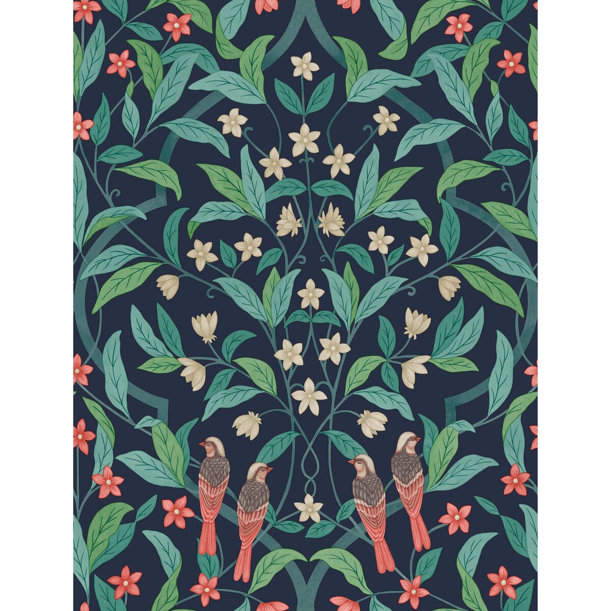 Jasmine & Serin Symphony - Coral/Petrol/Ink