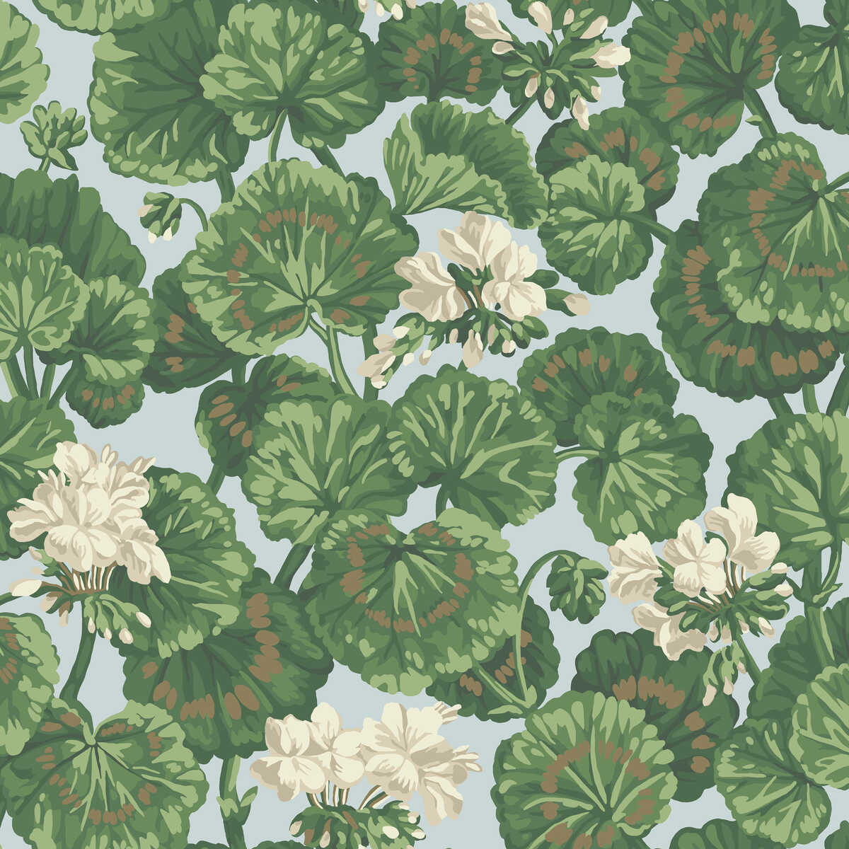 Geranium - White & Sage On Seafoam - COLE & SON Papel pintado