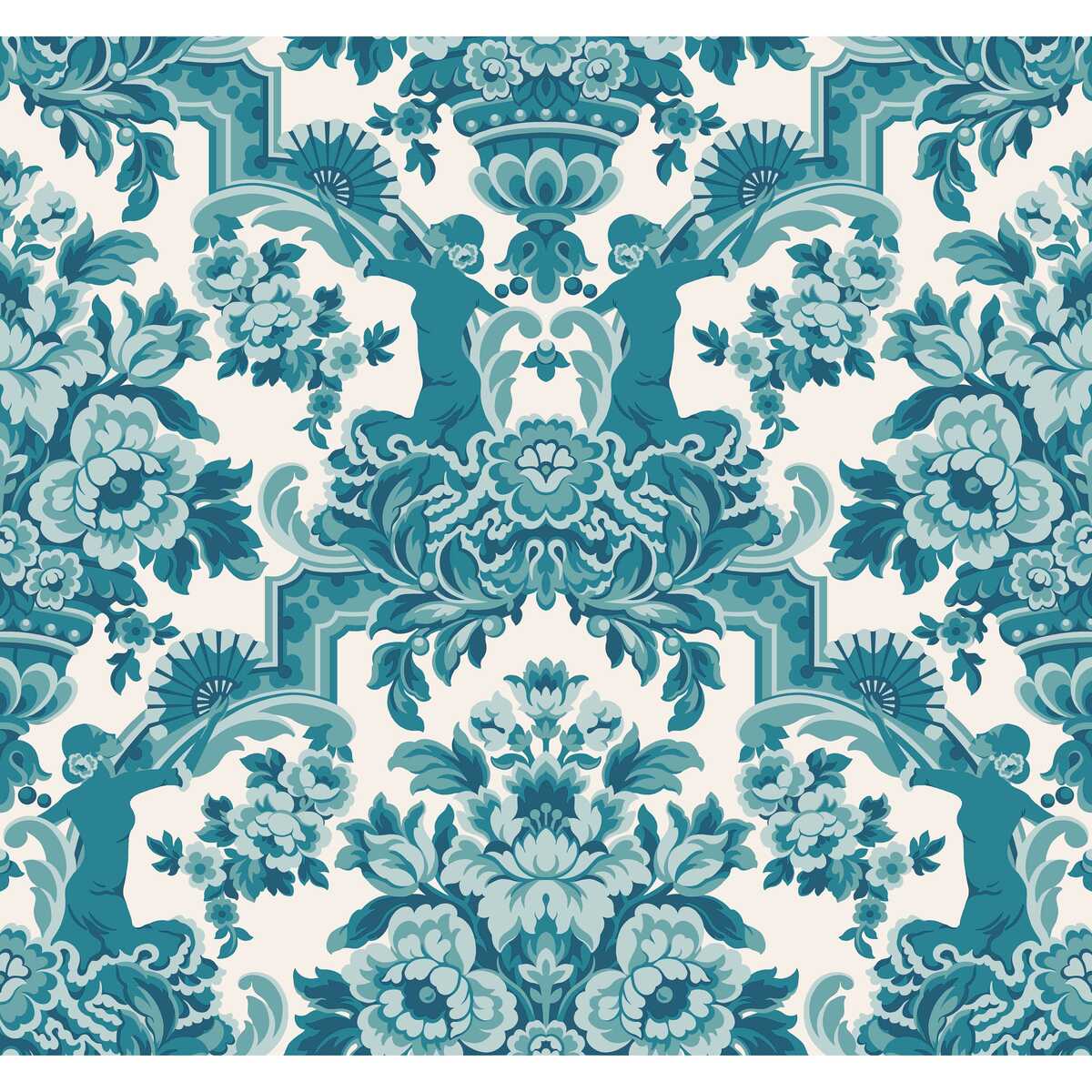 Lola - Petrol Blues On White - COLE & SON Wallpaper