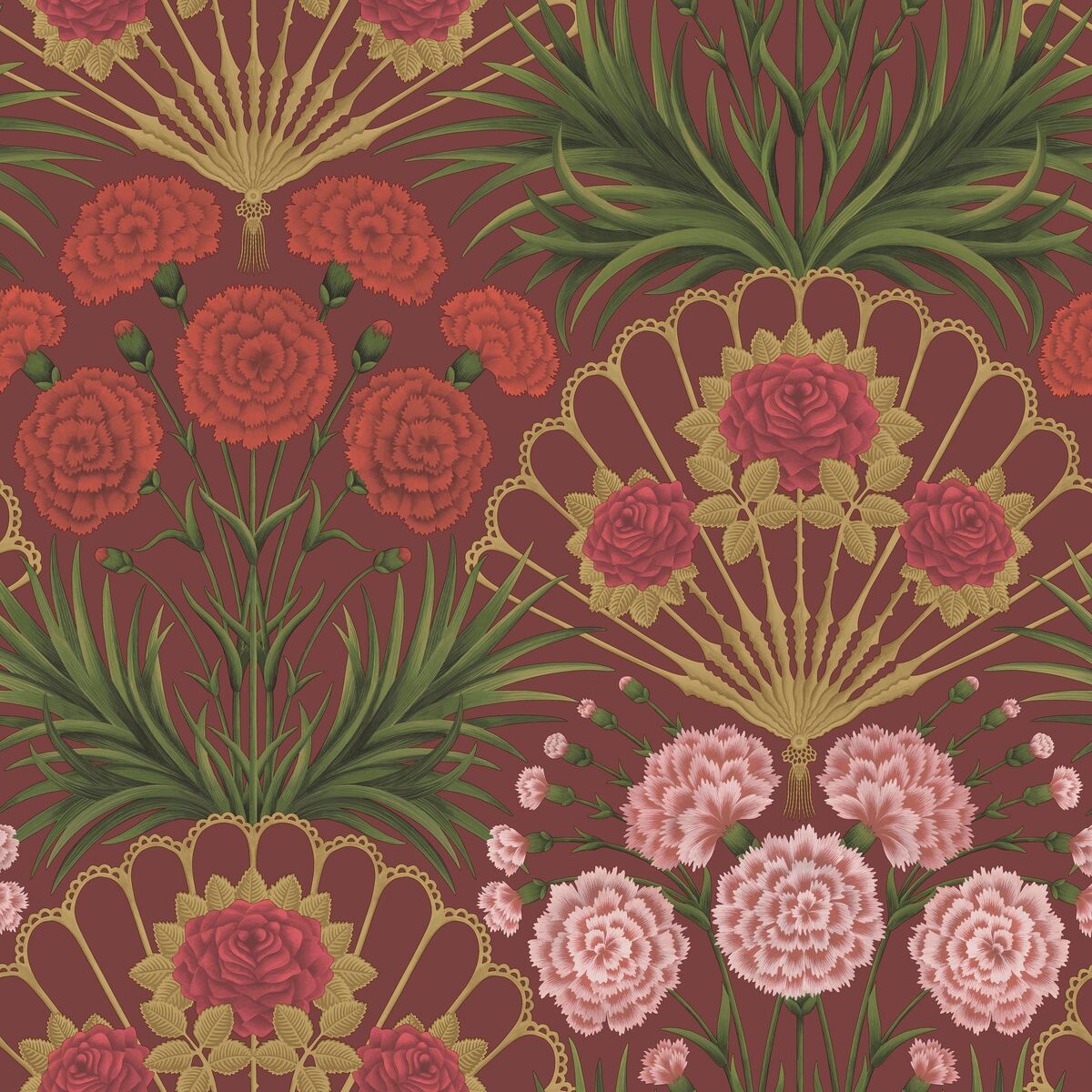 Flamenco Fan - Rose/Brt Rouge/M Gold/Crimson
