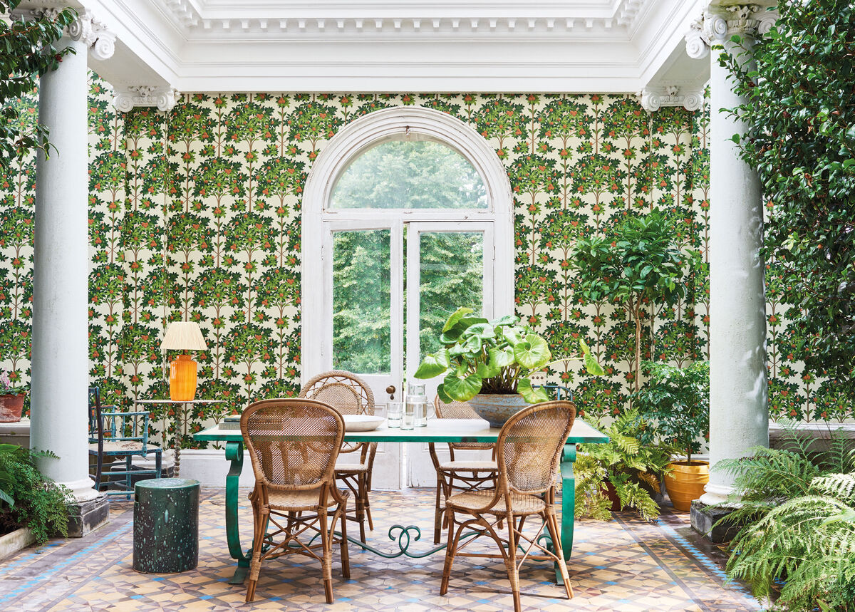Orange Blossom - Orange & Spring Green/Parch - Cole & Son Wallpaper