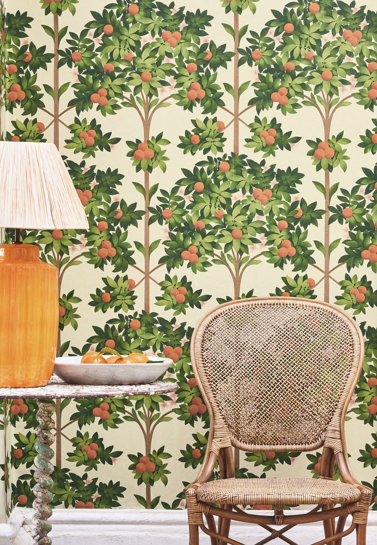 Orange Blossom - Orange & Spring Green/Parch - Cole & Son Wallpaper