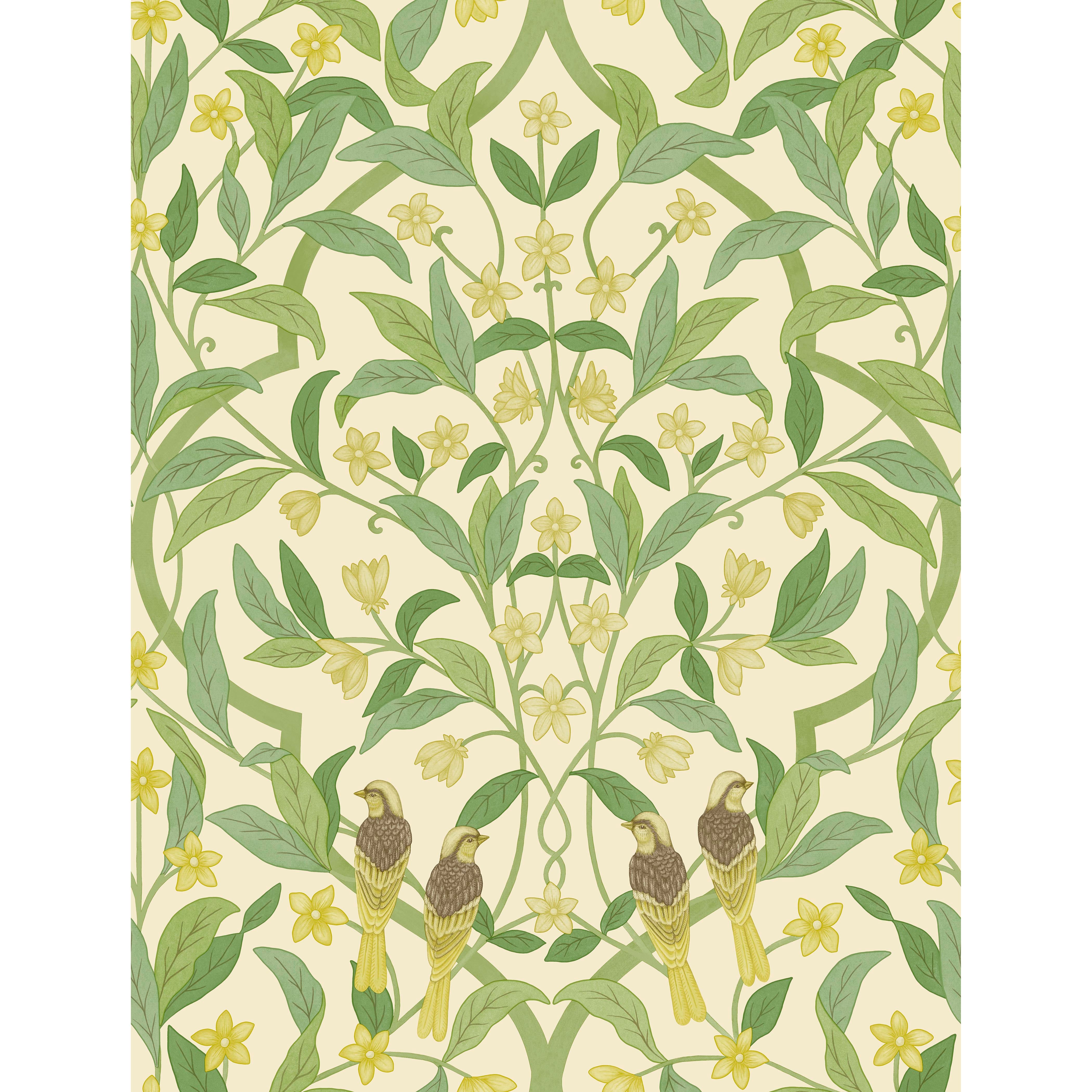 Jasmine & Serin Symphony - Chartreuse/Grn/Wt - Cole & Son Wallpaper