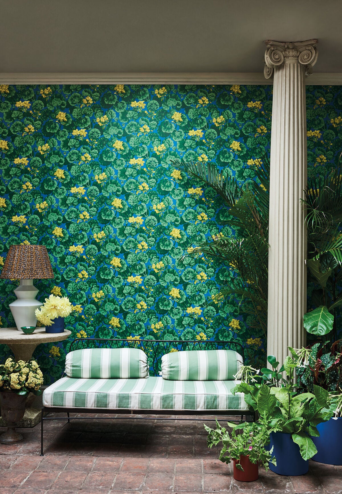 Geranium - Lemon/Forest Green/Electric Blue - Cole & Son Wallpaper
