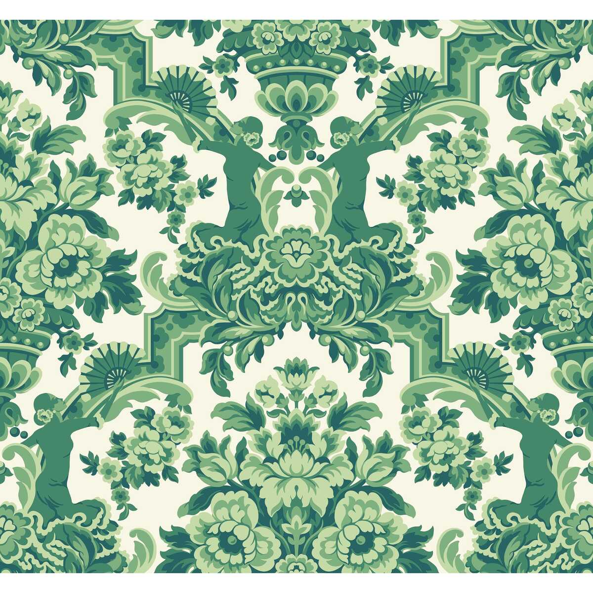 Lola - Forest Greens On White