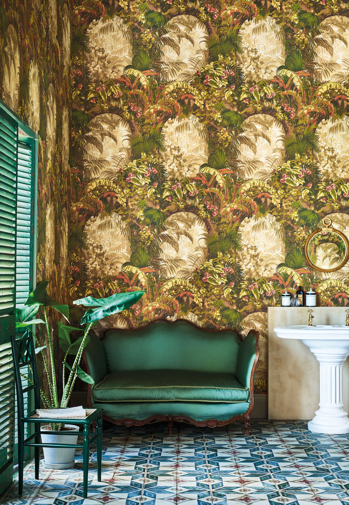 Hispalis - Khaki Multi - COLE & SON Wallpaper
