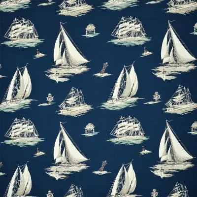 FRL5111 -01 Down Easter Boats Atlantic by Ralph Lauren Fabric - Ralph Lauren Fabric Fabric