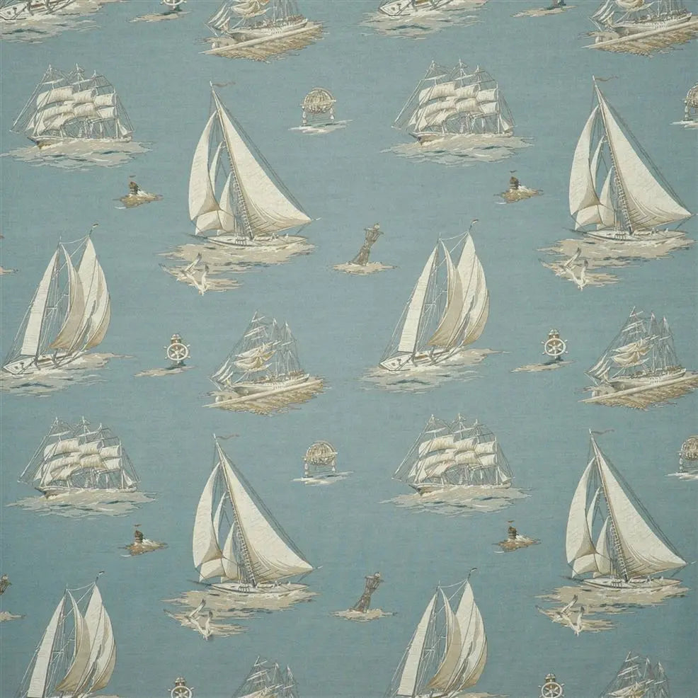 FRL5111 -02 Down Easter Boats Mist by Ralph Lauren Fabric - Ralph Lauren Fabric Fabric