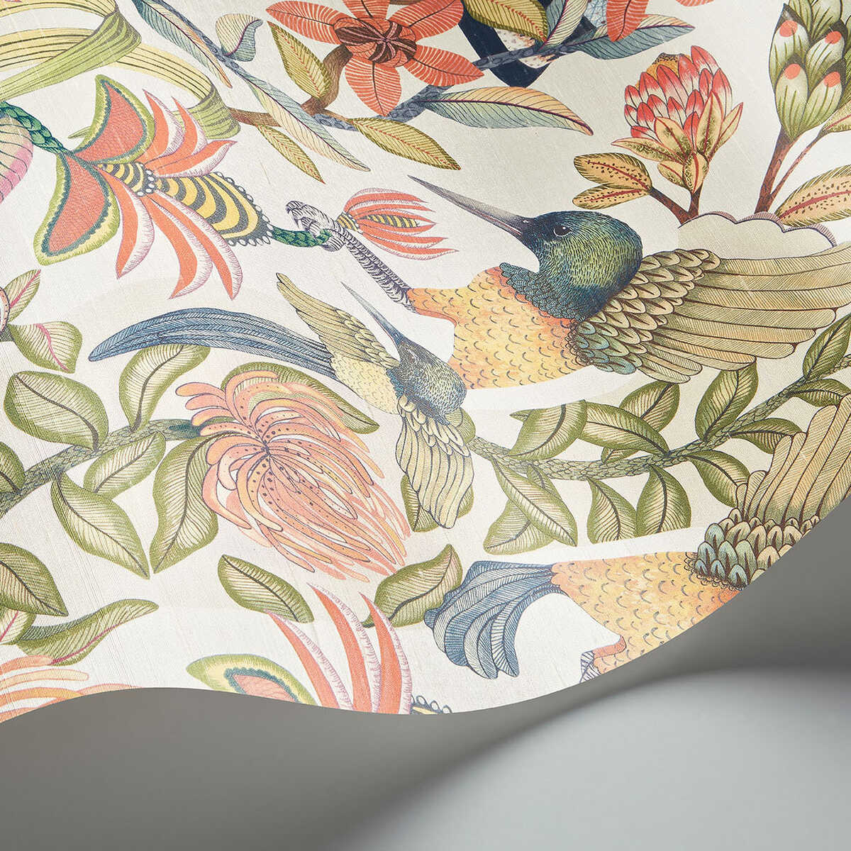 Protea Garden Silk - Olvgrn&Tngrn/Wht - COLE & SON Wallpaper