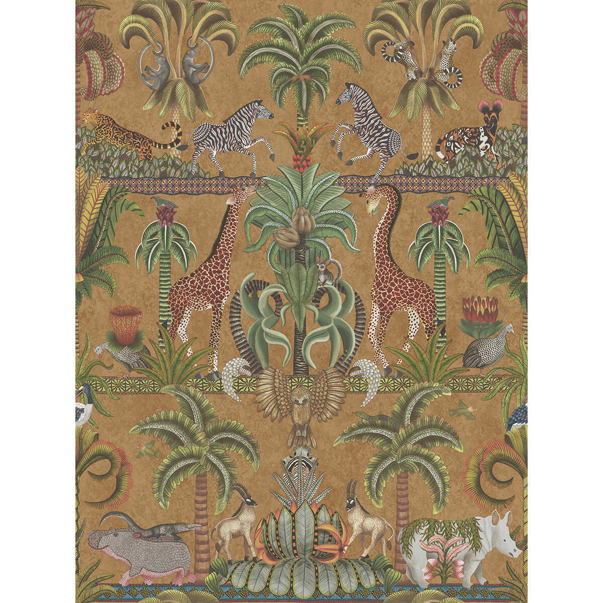 Afrika Kingdom - Olgrn/Spgrn/Mt Bronz - COLE & SON Wallpaper