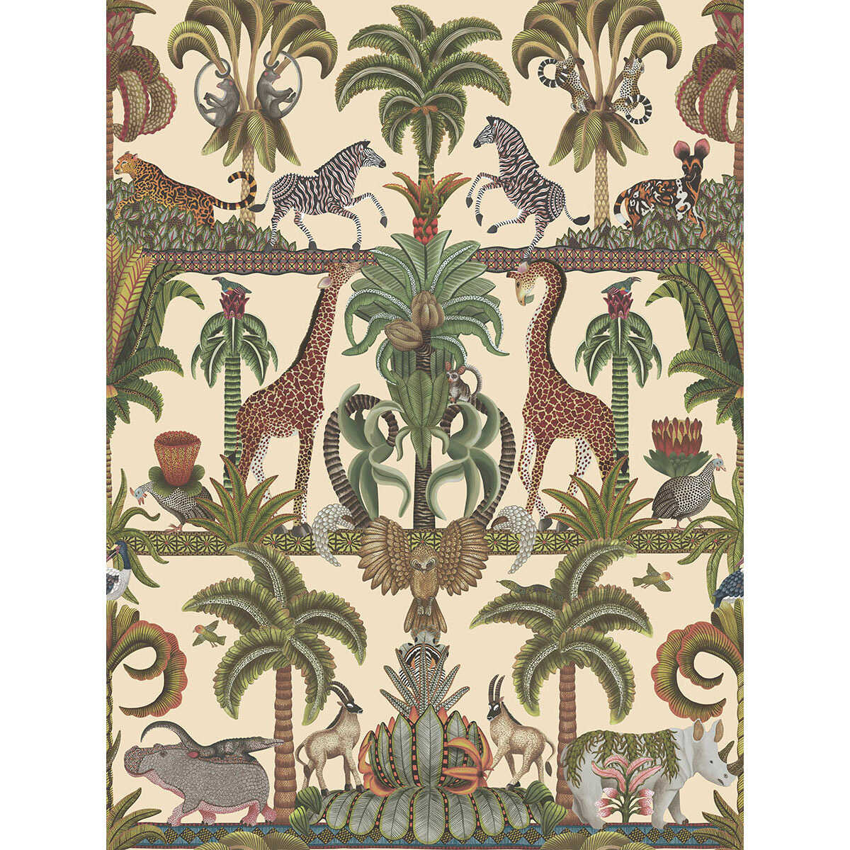 Afrika Kingdom - Olgreen & Spgreen/Cream - COLE & SON Wallpaper