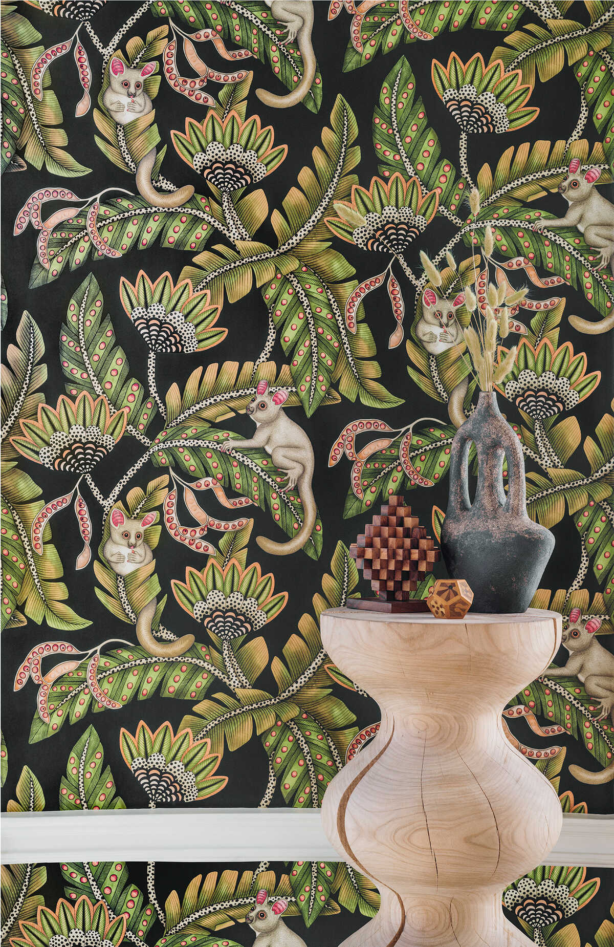 Bush Baby - Spgrn&Orng/Blck - COLE & SON Wallpaper