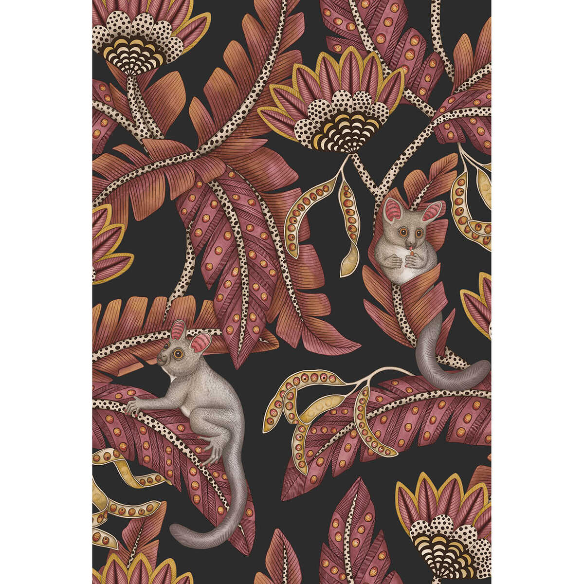 Bush Baby - Crmsn&Mrgld/Chrcl - COLE & SON Wallpaper