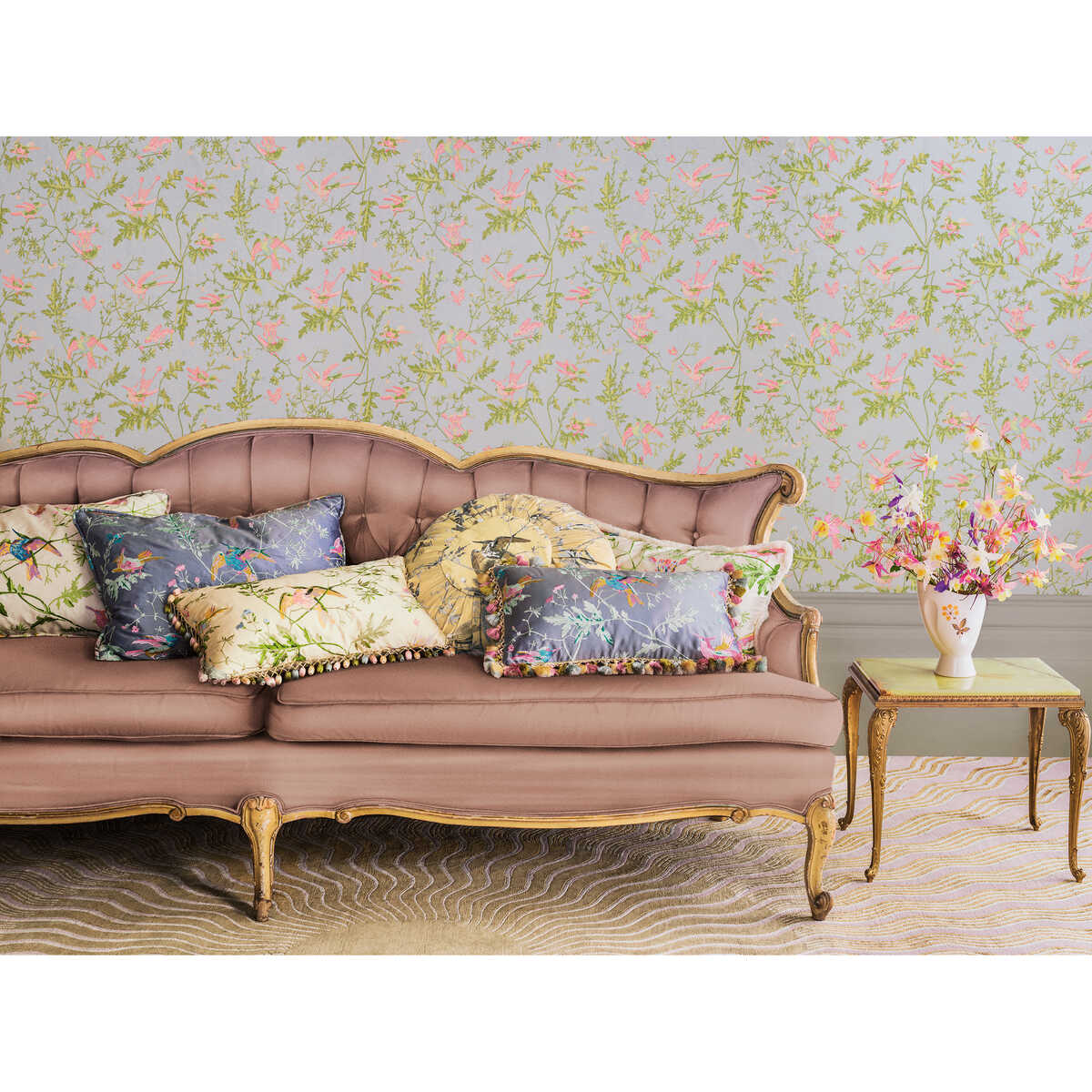 Hummingbirds - Grey/Pink - COLE & SON Wallpaper