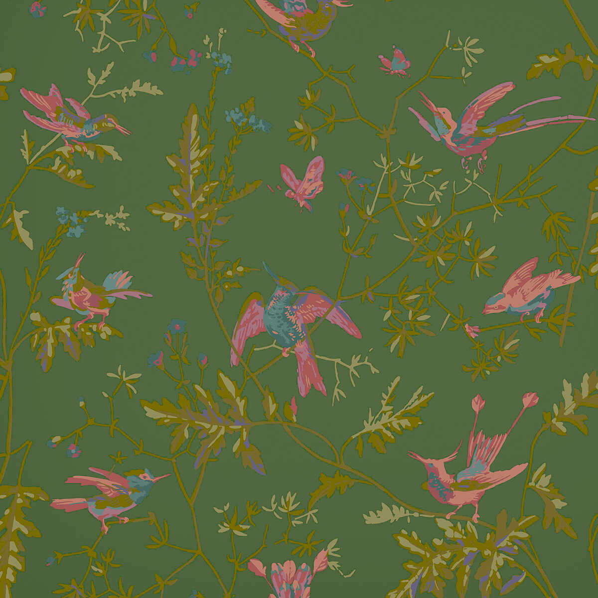 Hummingbirds - Sage/Pink - COLE & SON Wallpaper
