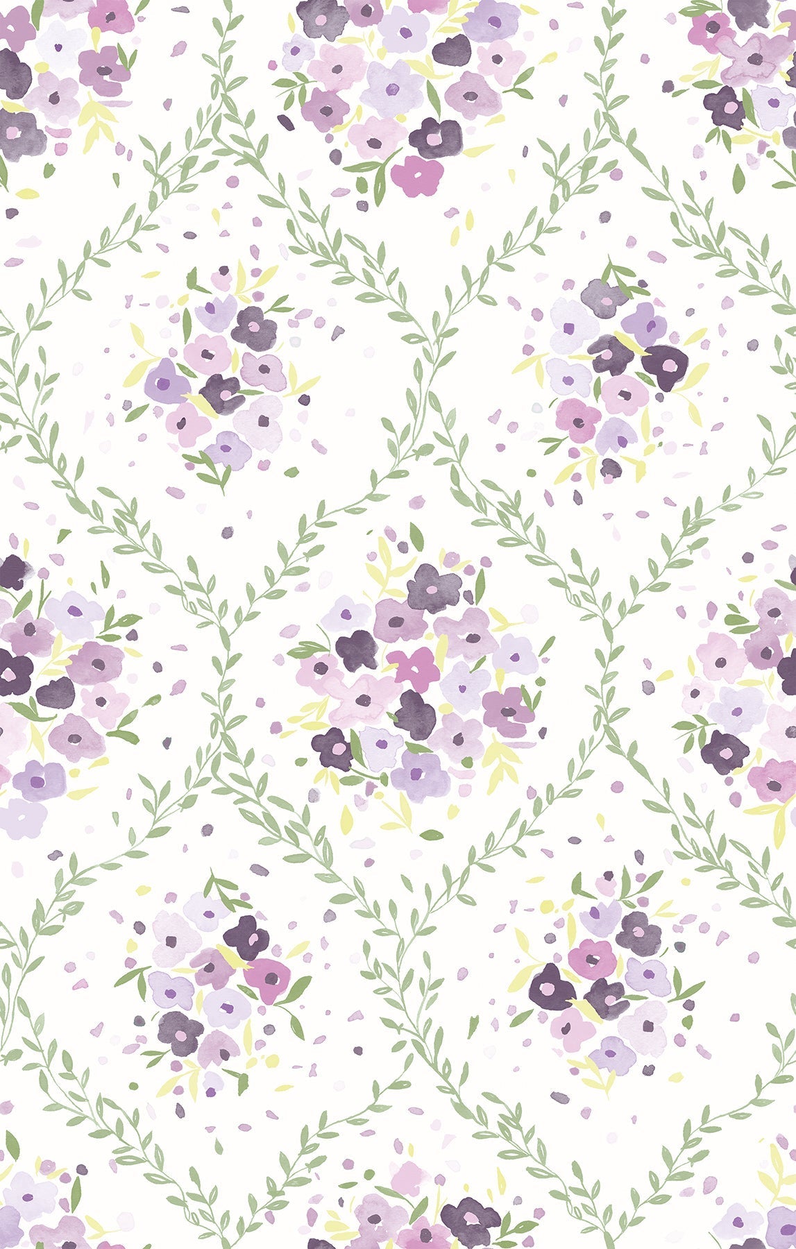 Lavender Trellis Peel and Stick Mural - Lavender - York Wallcoverings - 1266098