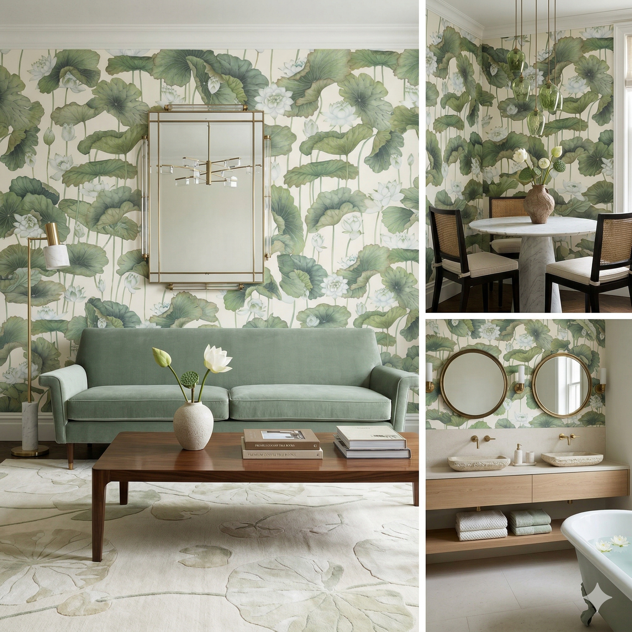 126/9034.CS.0 LILY LOTUS WHITE/CREAM - COLE & SON Wallpaper - COLE & SON Wallpaper