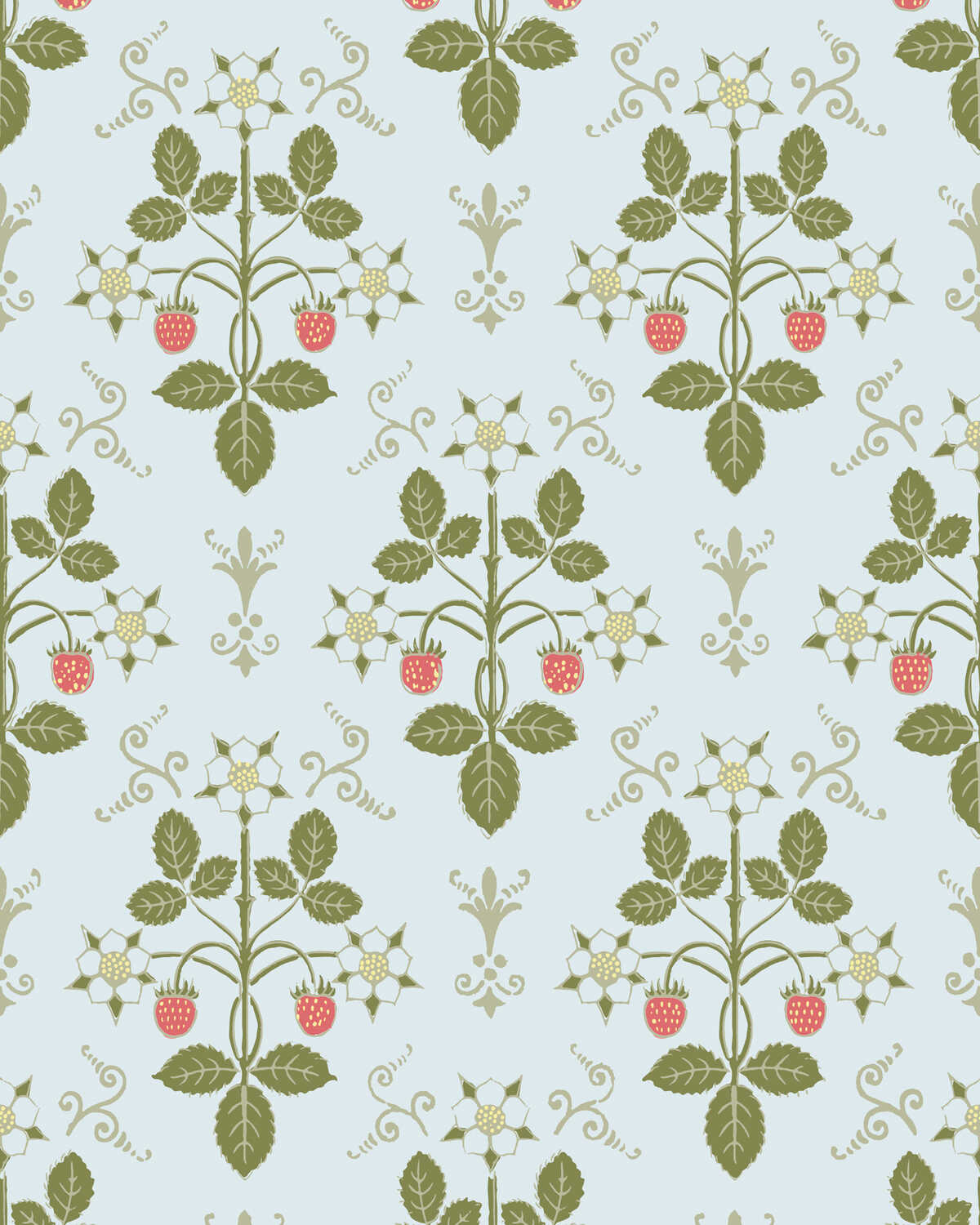 Strawberry - Olive/Blue - COLE & SON Wallpaper