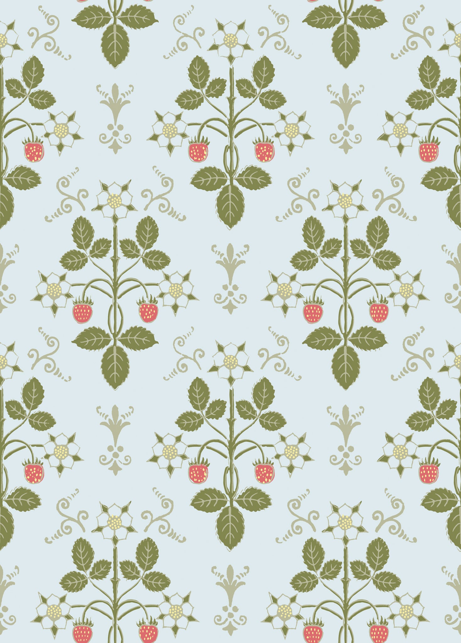 Strawberry - Olive/Blue - Cole & Son Wallpaper