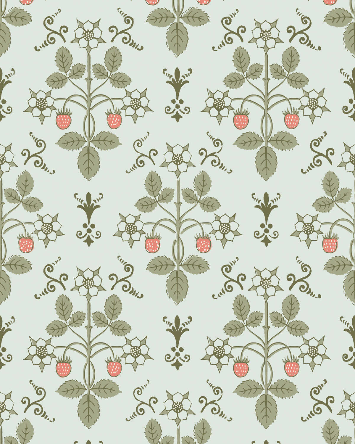 Strawberry - Duck Egg - COLE & SON Wallpaper