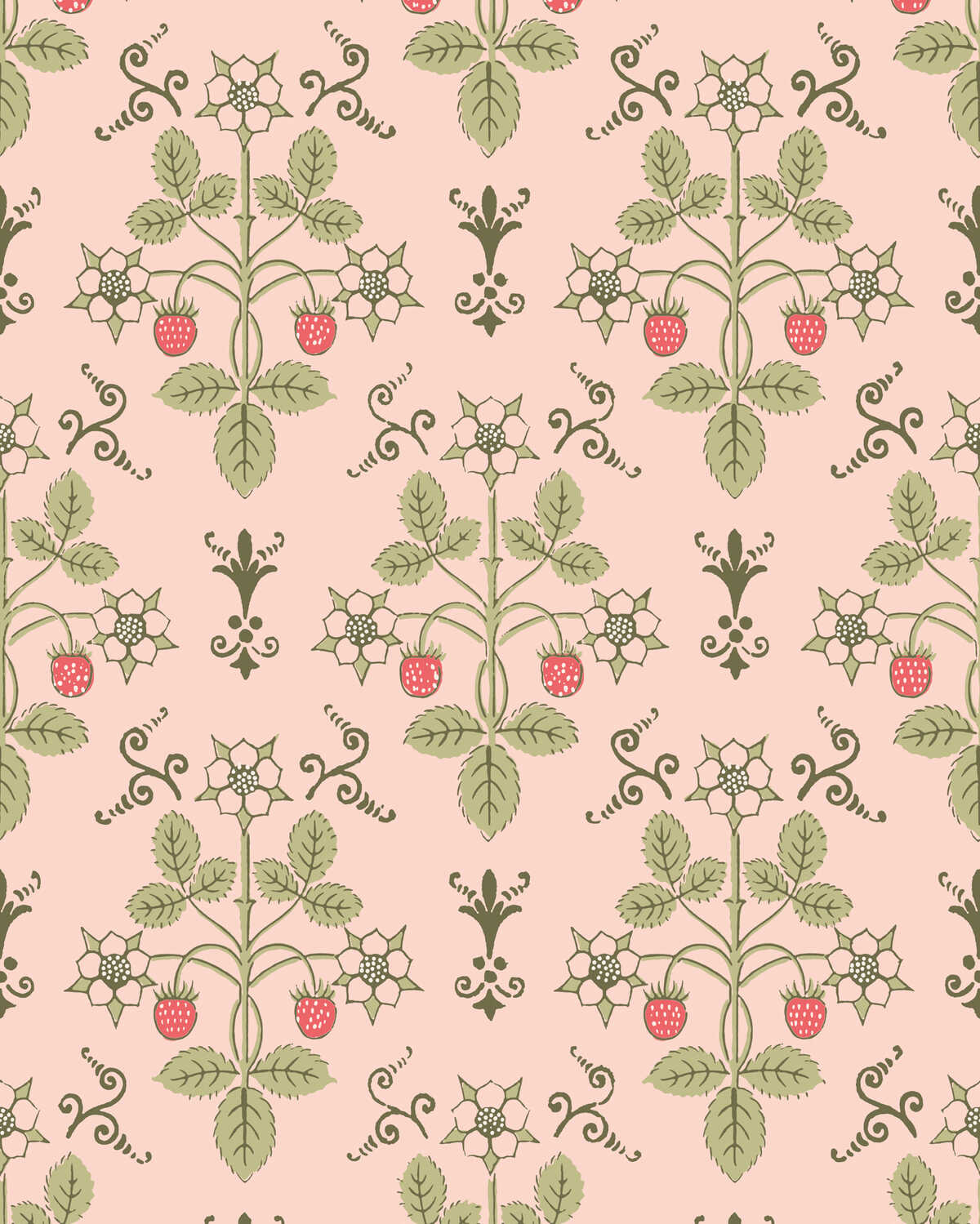 Strawberry - Chelsea Pink - COLE & SON Wallpaper