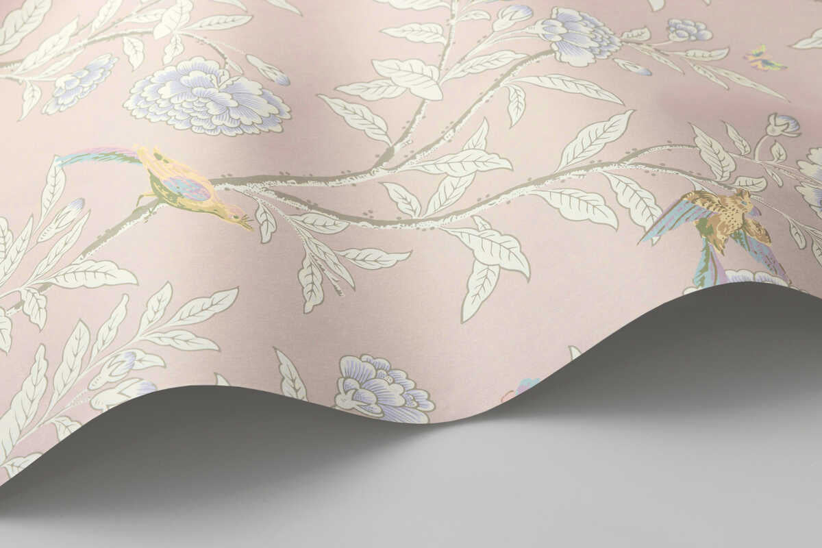 Roseberry With Birds - Pink - COLE & SON Wallpaper