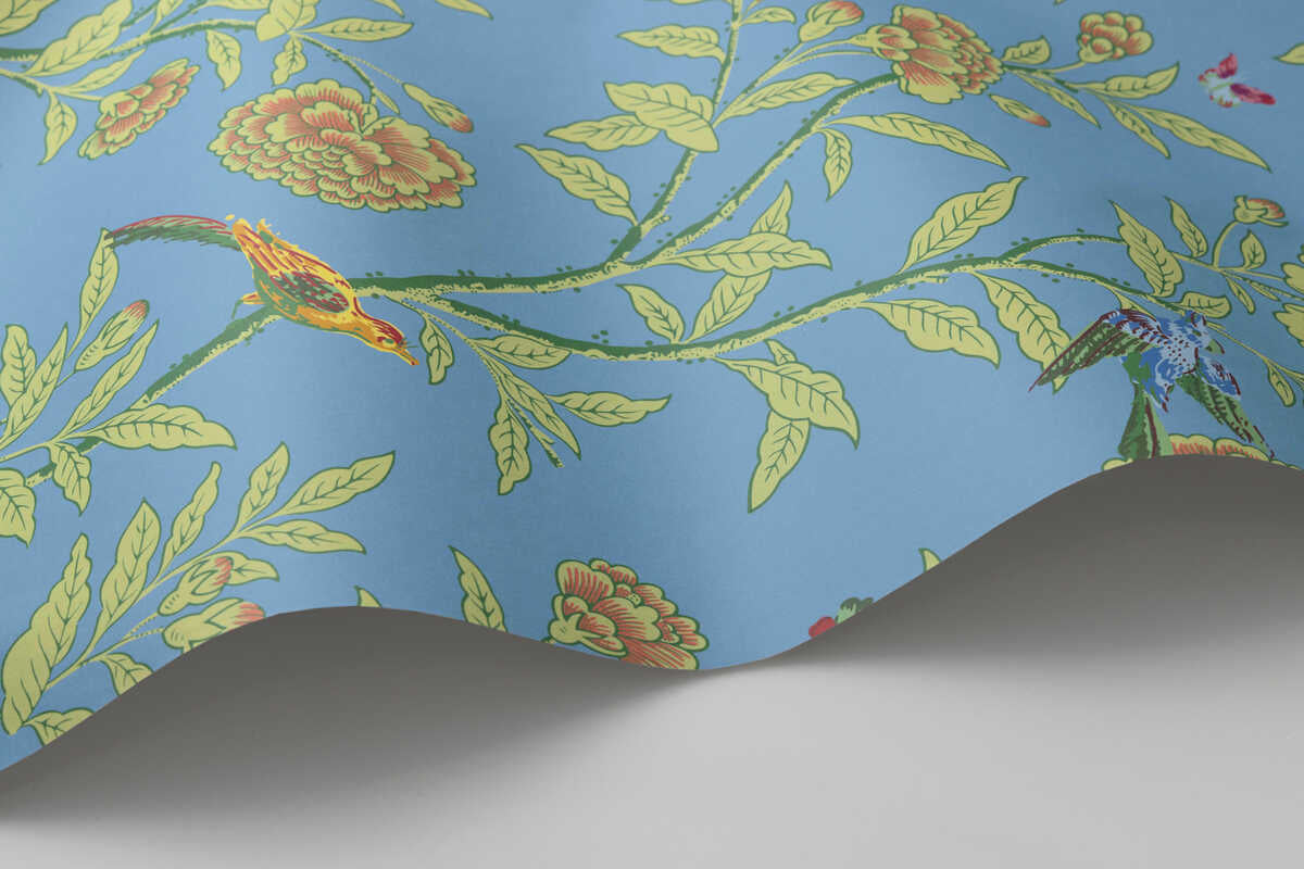 Roseberry With Birds - Blue - COLE & SON Wallpaper