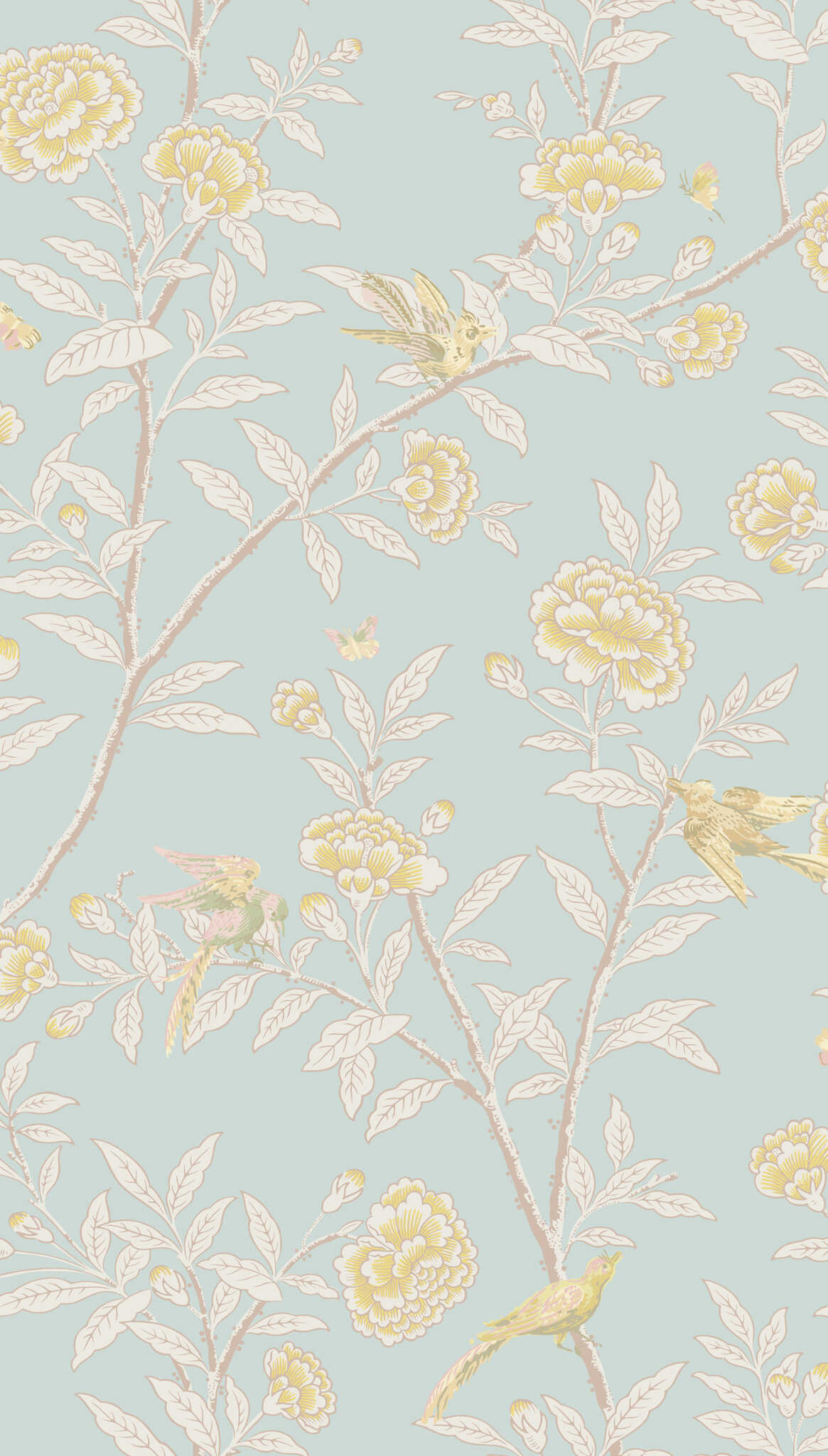Roseberry With Birds - P Blue - COLE & SON Wallpaper