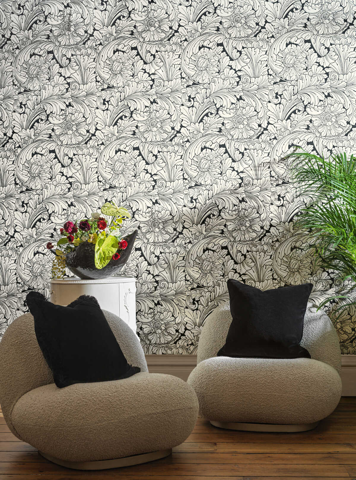 Acanthus - Soot/Snow - COLE & SON Wallpaper