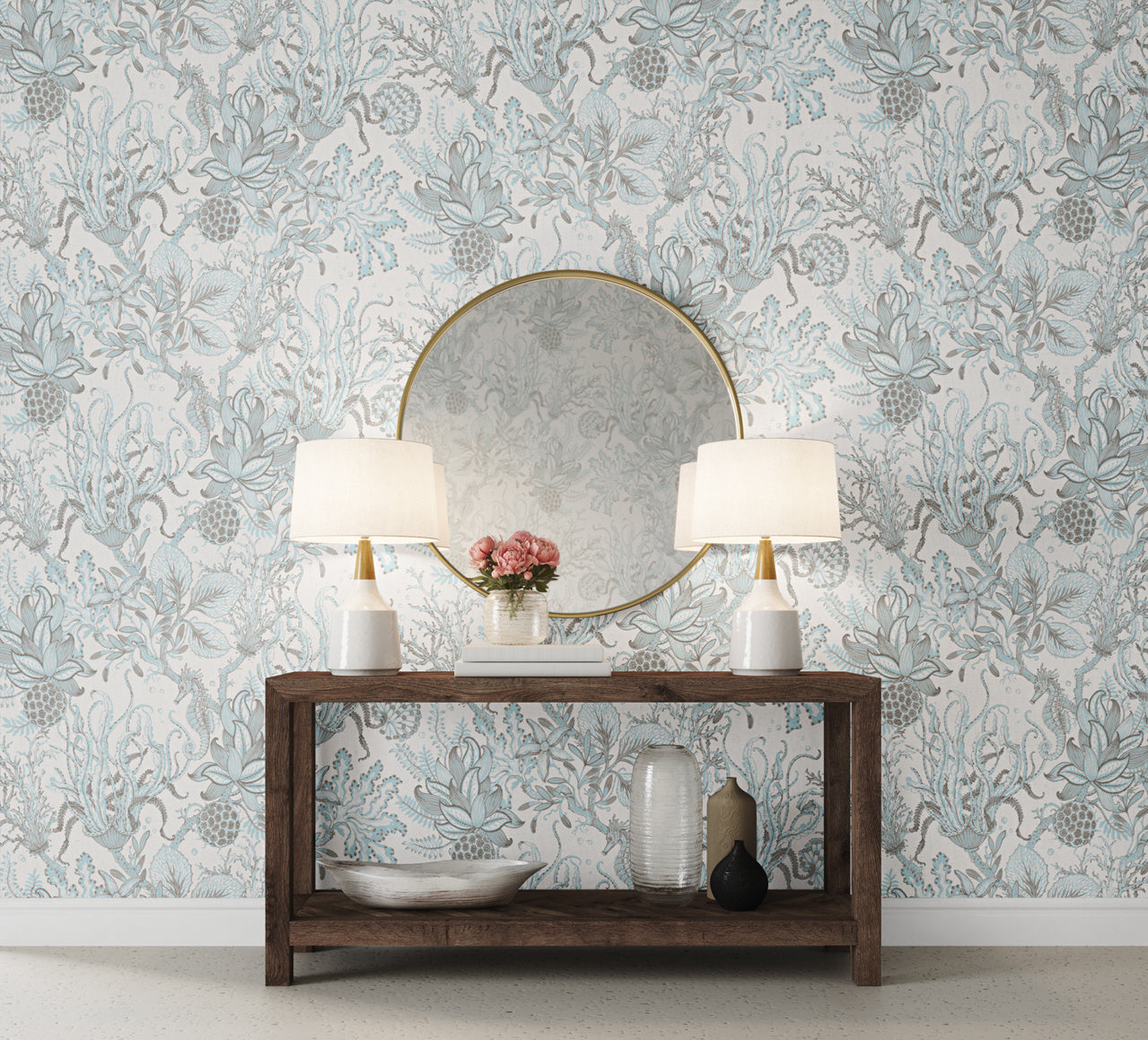TOILE-DE-SEA-AQUATIC-AQUA-ON-VINYL-CANVAS-PHILLIP-JEFFRIES-9992 - Phillip Jeffries Wallpaper Wallcovering