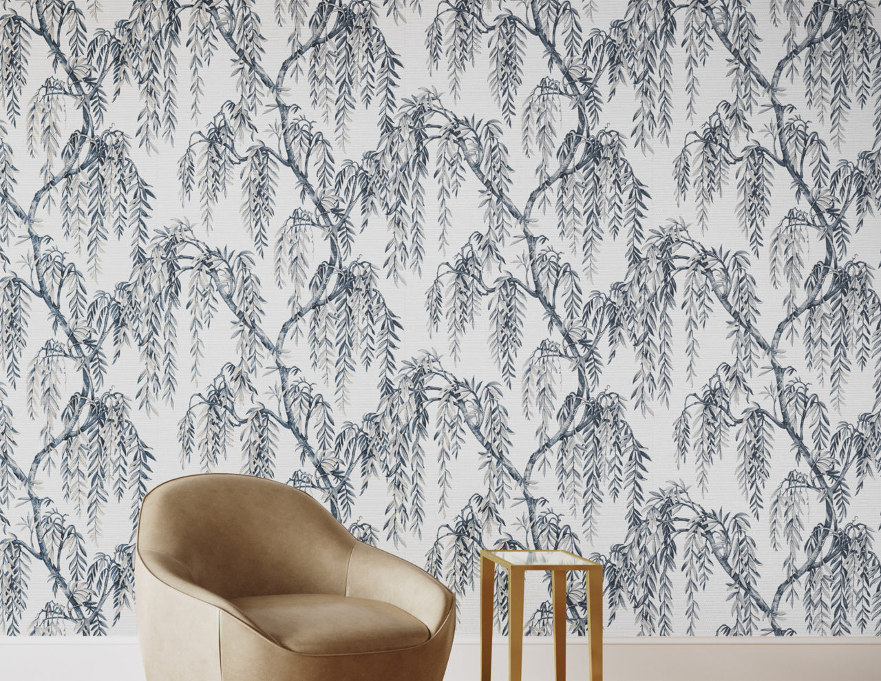 WHISPERING-WILLOWS-BLUE-HARMONY-ON-WOVEN-WALLS-PHILLIP-JEFFRIES-27806 - Phillip Jeffries Wallpaper Wallcovering